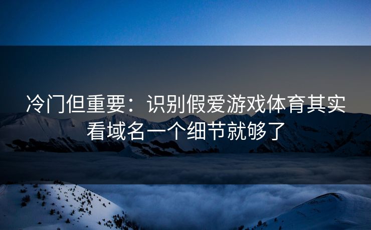 冷门但重要：识别假爱游戏体育其实看域名一个细节就够了